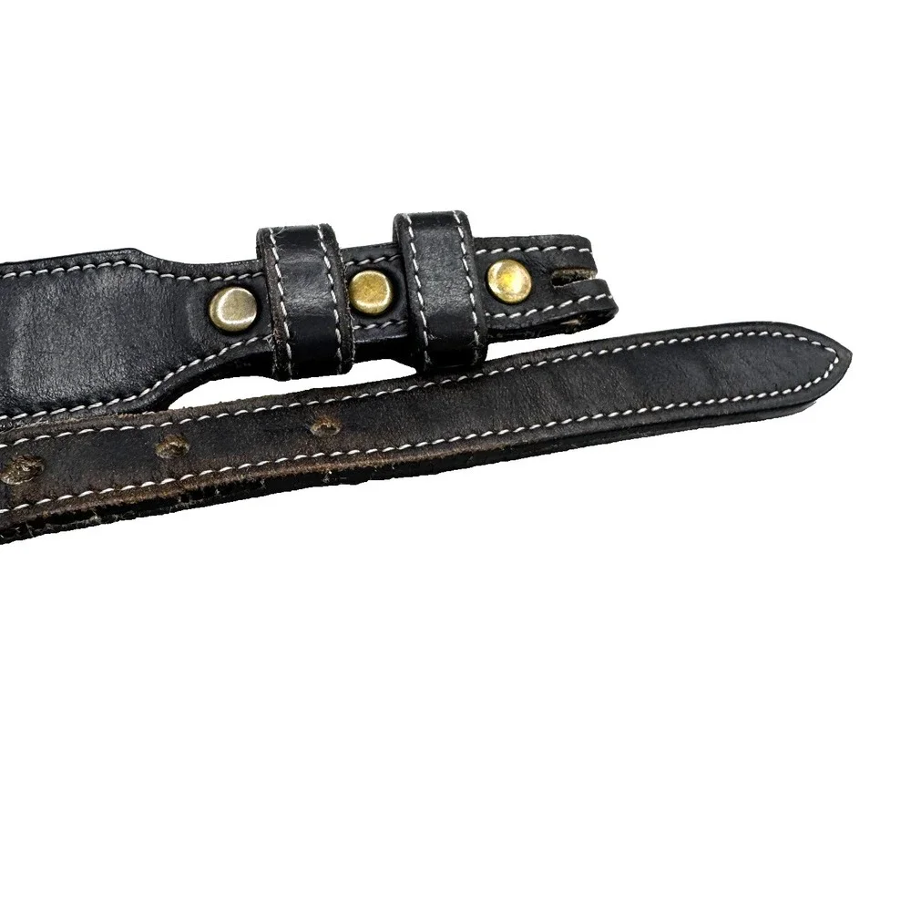 90s Leegin‎ Tooled Heart Leather Western Belt Women's 34 Cowgirl Landman Rodeo